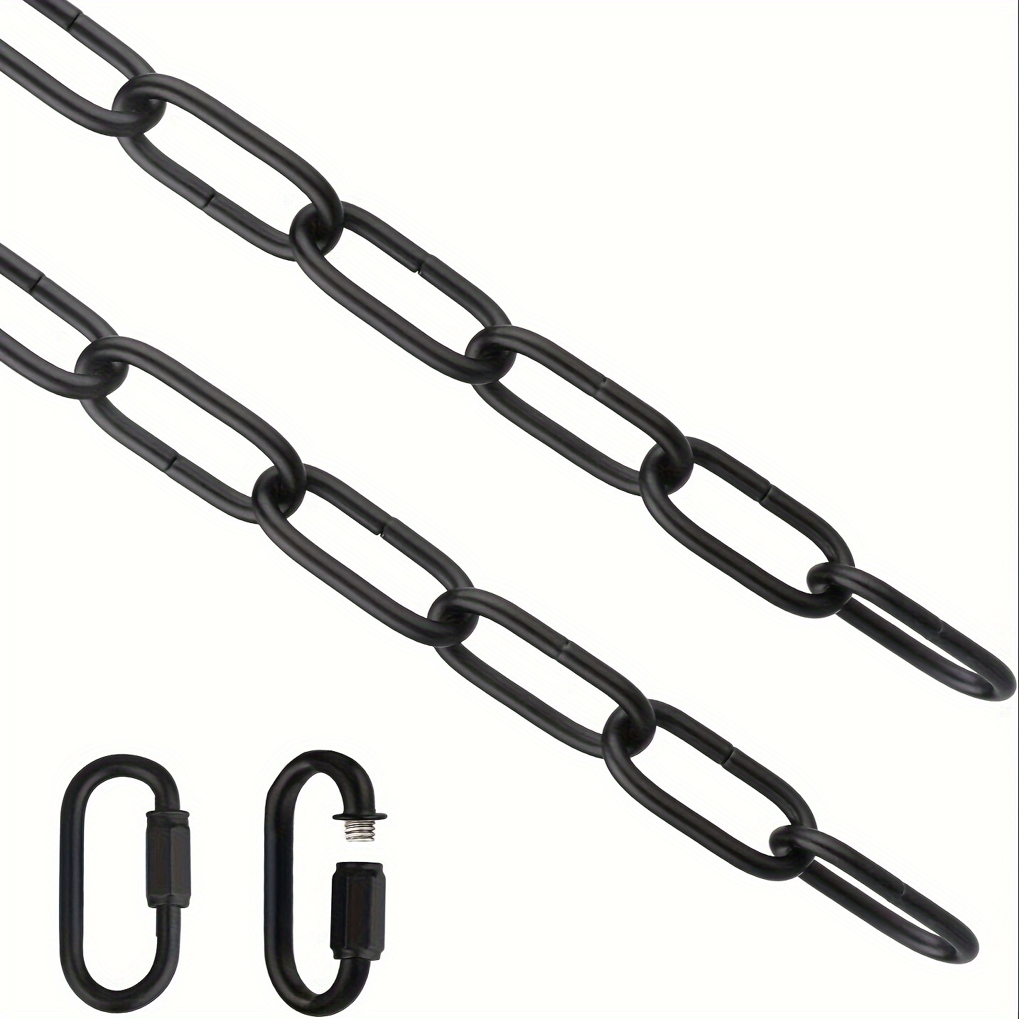 Image of 1pc Lighting Chain, 3.22 Feet Black Light Fixture Chain, Metal Chandelier Chain Extension With Connection , Hanging Chain Lamp Fixture Pendant Ceiling Decorative Lights Kit - 3.22ft