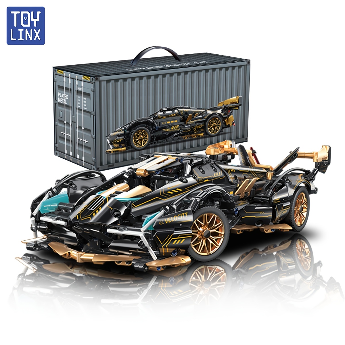 E-shop 1330-teiliges Super-Sportwagen-Modellbausatz in limitierter Edition, stapelbare ABS-Kunststoff-Modulbausteine, ideal als Geburtstags- und