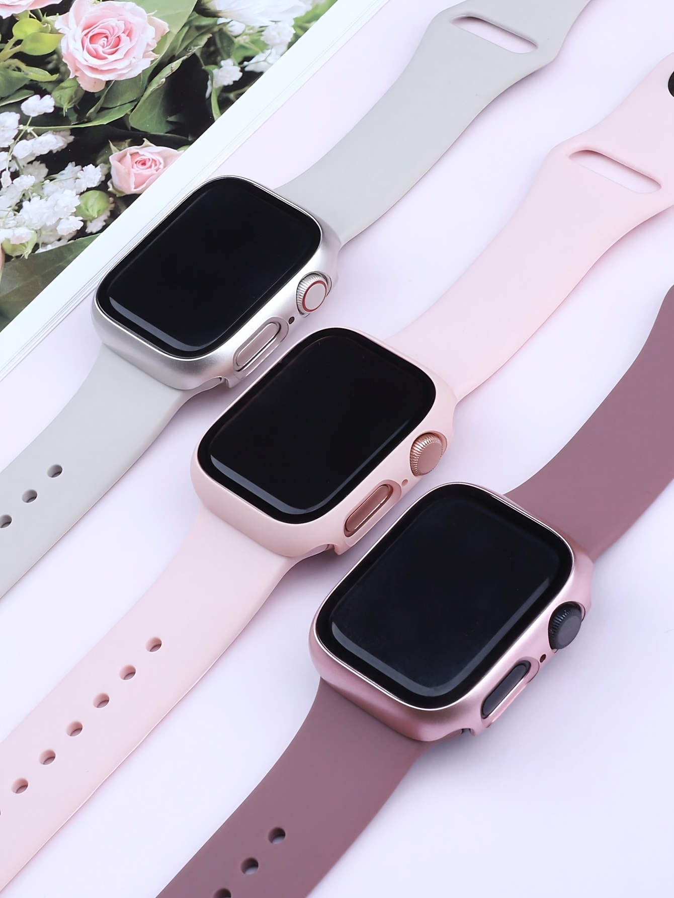 3pcs Sports & Casual Protective Case Set for Apple Watch, Full-Body Shockproof Scratch-Resistant Hard PC Cover with 9H Tempered Glass Screen Protector, Compatible with Apple Watch 38/42/40/44/41/45/46mm, Ultra/Series 11/10/9/8/7/6/5/SE/4