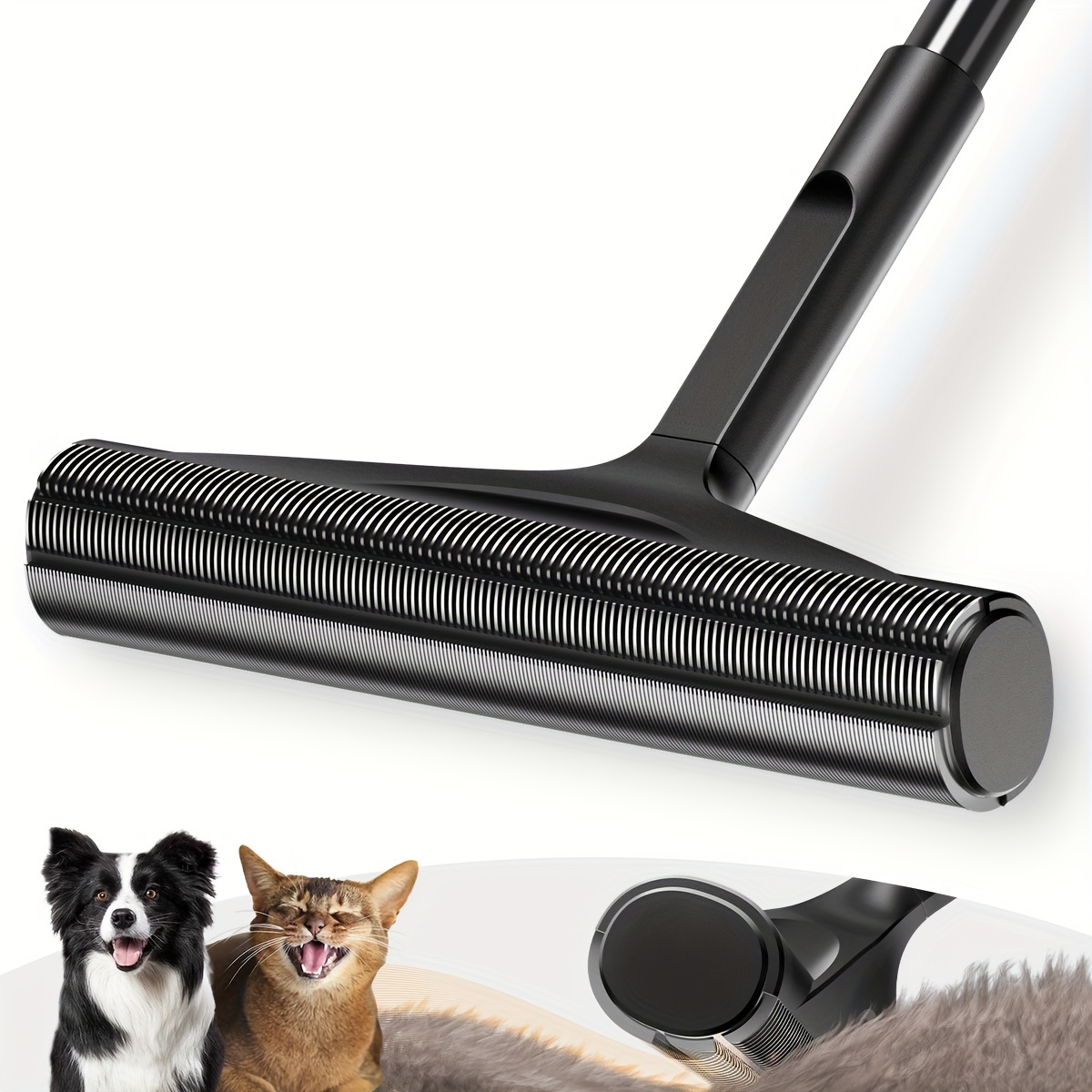 

Pet Hair Removal Broom Carpet Rake:49" Adjustable Long Handle Dog Cat Fur Remover Squeegee Tool - Metal Scraper Deep Cleaning Grooming Rug