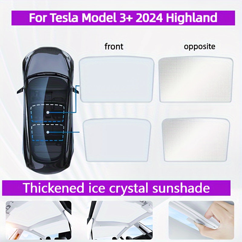 

For Tesla 2024 For Model 3+ Highland Ice Crystal Sunshade, Sunroof Sunshade