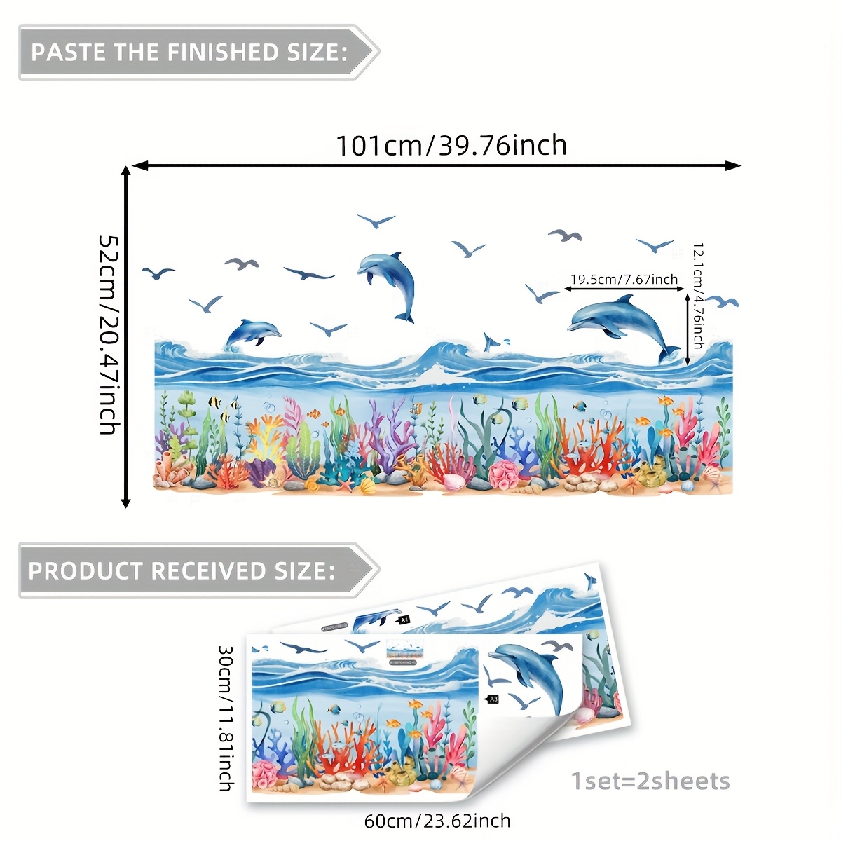 1 Set Of 2 Ocean Grass Bathroom Bathtub Stickers For Bathroom Decoration M13570-kn