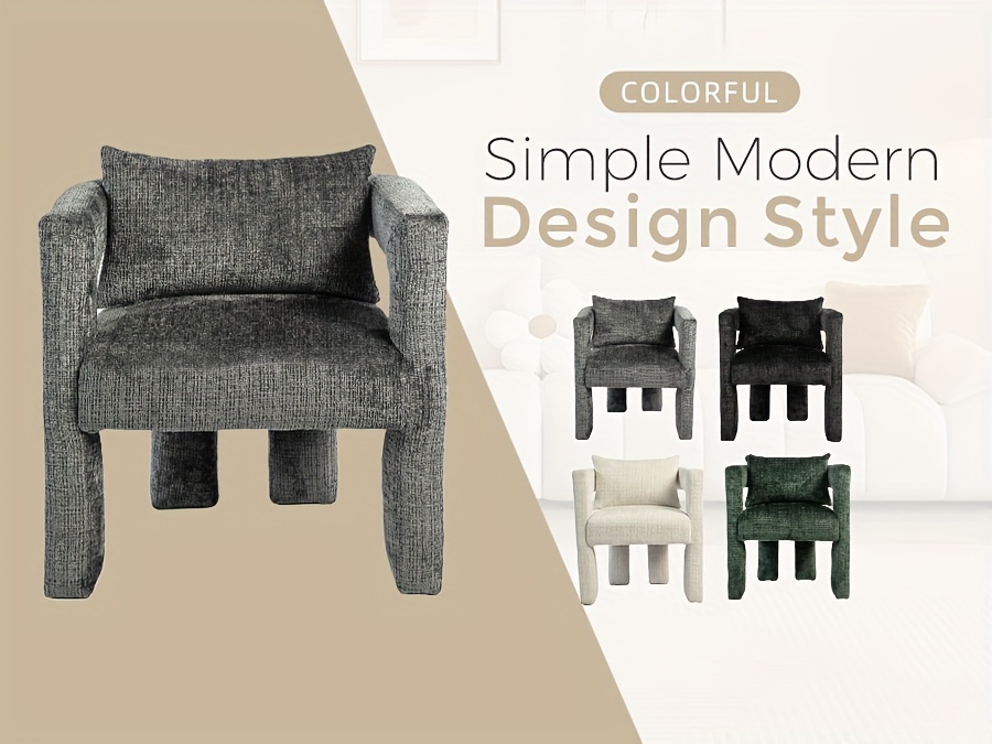 2 set of moden chenille accent chair upholstered barrel dining chair with a curved backrest and armrests side chair for living room with comfortable cushions and pillows details 0