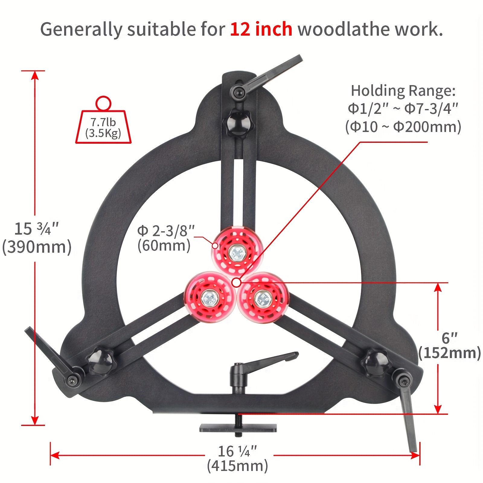 Woodturning Rest For 12 Inch Swing Size Wood Lathe (12'') Woodworking Tools