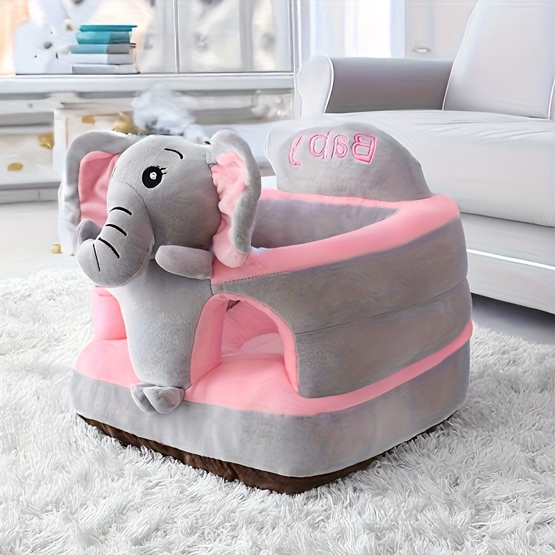plush animal shaped baby armchair   soft padded infant practice chair   elephant triceratops whale designs non toxic polyester fabric no wood battery free multiple colors for toddlers kids baby chair toddler seating   design safe toddler seat