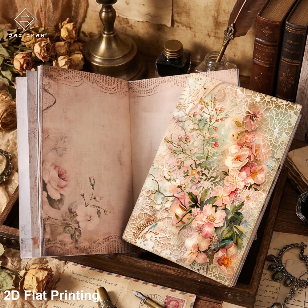 TEMU 2d Flat Jai Iman 96 Pages (non-repeating Patterns) A5 Size Notebook With Old Lace Patterns For To-do List Notepad, Souvenir, Nostalgic Artwork,