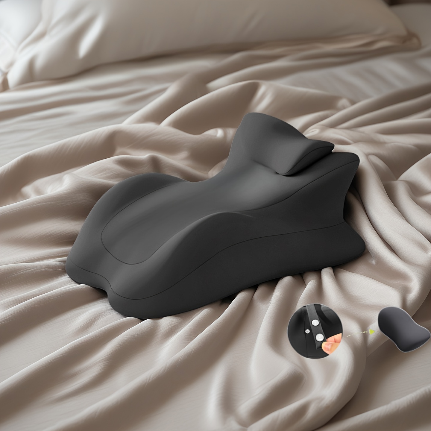 TEMU Adaptive Pillow, Big And Small Pillows, Prone Position Support, Ergonomic Contouring, , Detachable & Washable Cover, Multi-surface Use, Bedroom Pillow, Office Pillow, Cushion, Chair Cushion,