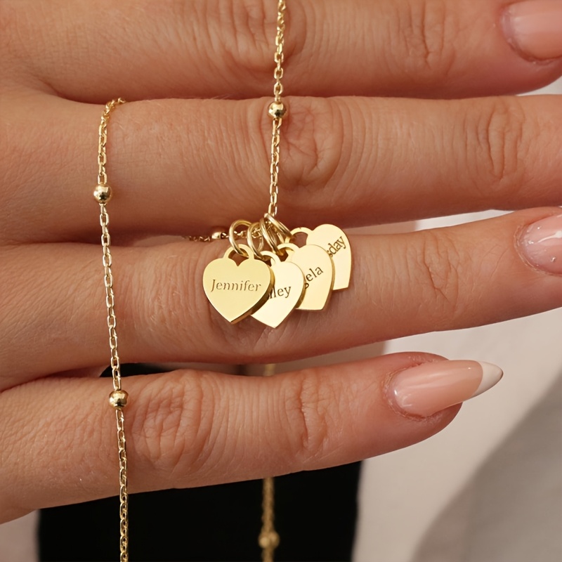 Personalized 18K Gold Plated Heart Name Necklace for Couples