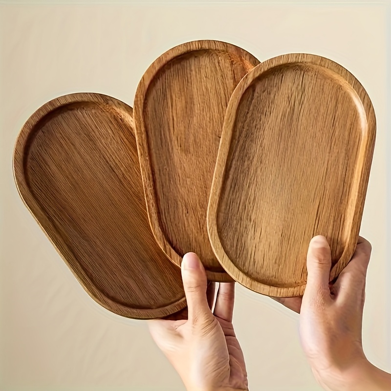   acacia wooden serving tray oval wooden platter for   cheese   vegetable dip dinner plate shallow housewarming gift christmas halloween decor tray