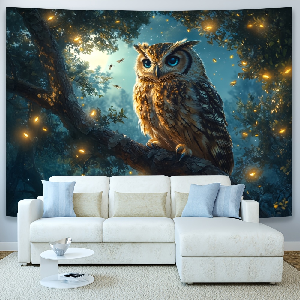 Eulen Wald Wandteppich Für Wohn- Und Schlafzimmer Dekoration_voghion.com