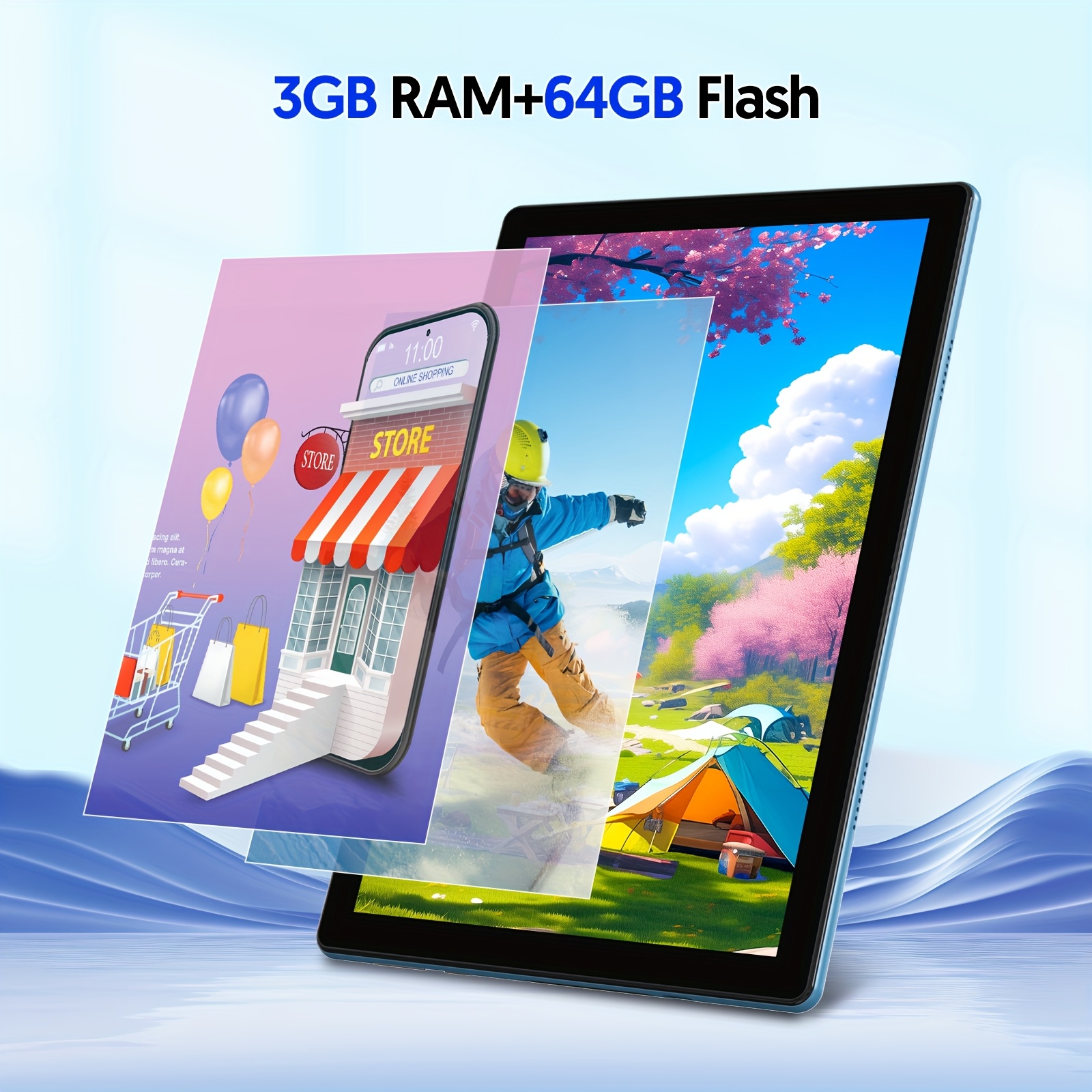 10-inch Android 15 Tablet, Tablet with (Keyboard, Mouse, Stylus, Protective Case) Optional, 12GB (3G+9G Virtual) RAM, 64GB ROM, Supports 1TB Memory Expansion, 6000mAh Battery, 1280*800 IPS High-definition Touch Screen, 2MP+8MP Dual Cameras, 5Gwifi