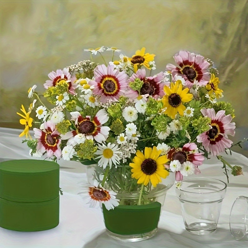 12 Blocs Mousse Florale Ronde 8x4 Cm - Haute Densité, Absorption Rapide, Pour Fleurs Fraîches/Séchées