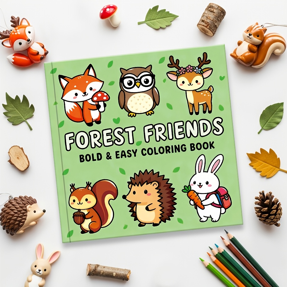 A Cute Forest Coloring Book Fox · Deer · Rabbit · Hedgehog Theme 24 Pages Thick Paper Concentration Training · Parent-child Companionship Holiday Gift Recommendation