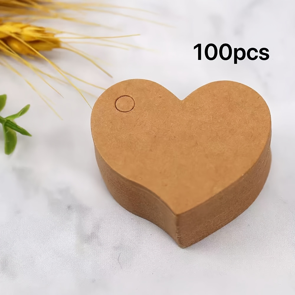 TEMU 100 Sheets/pack Retro Paper Blank Labels, 2 Styles Of Heart-shaped Tags, 1.77x1.5 Inches, Double-sided Design, For Handmade And Packaged Gift
