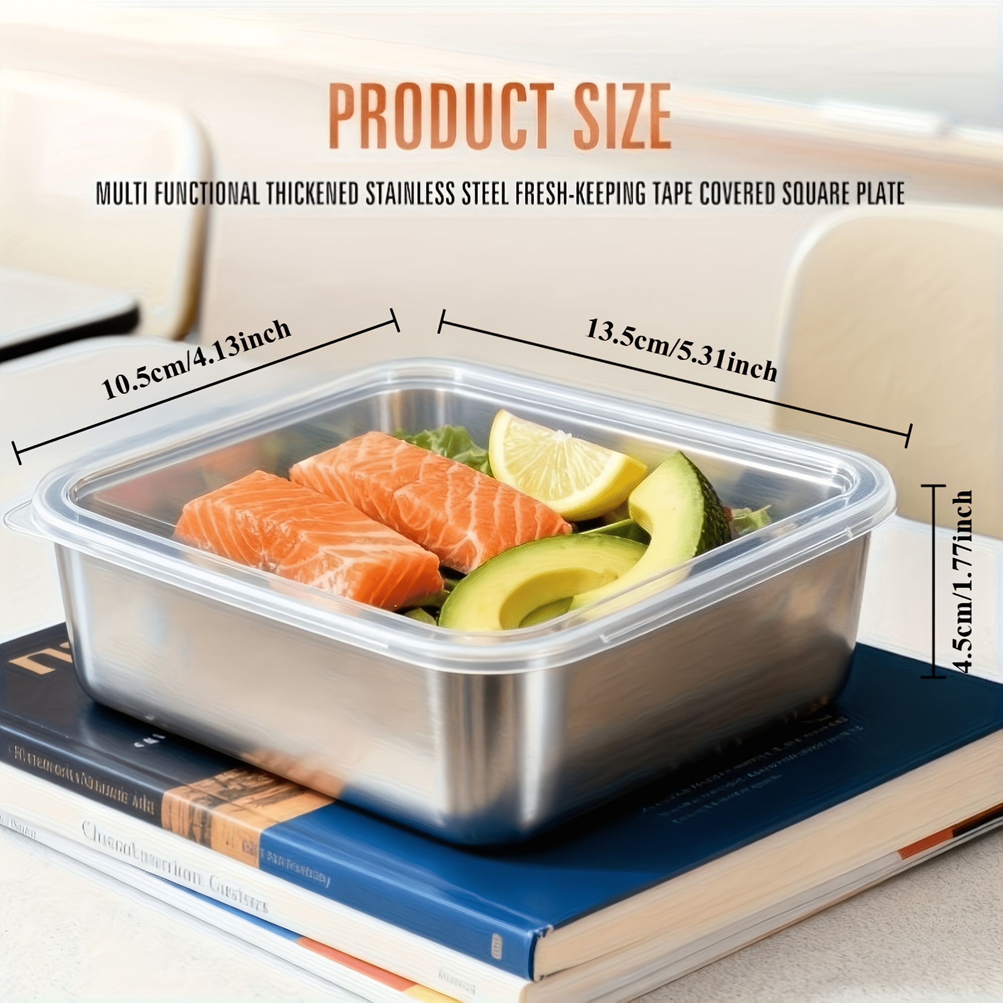 TEMU 4pcs (2 Boxes + 2 Lids) Rectangle Stainless Steel Fuse Box With Lid, Reusable Kitchen Refrigerator Storage Box, Suitable For Use, Camping,