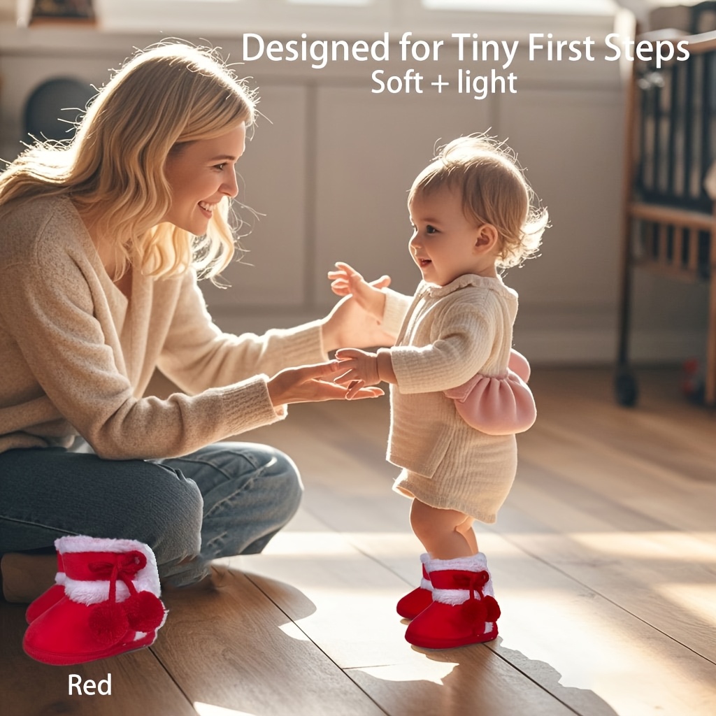 Soft Sole Warm 0-12 Months Baby Boys and Girls Pre-Crawling Fleece-Lined Winter Style Slipper Shoes, Childrens Slippers