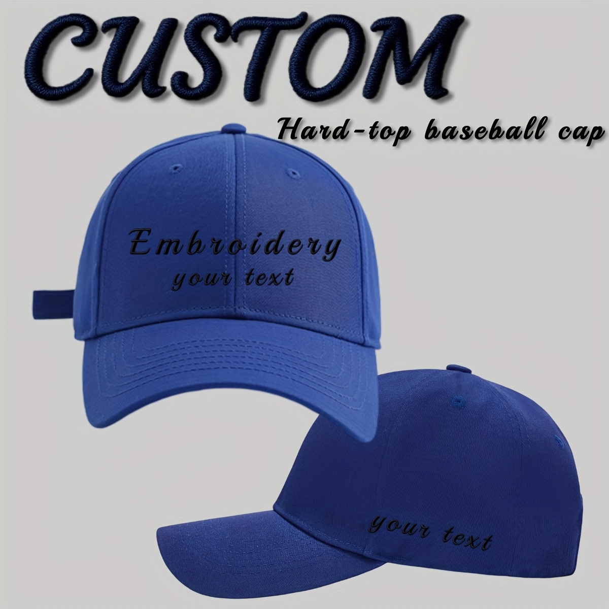 Custom Baseball Cap, Personalized Text Adjustable Hat
