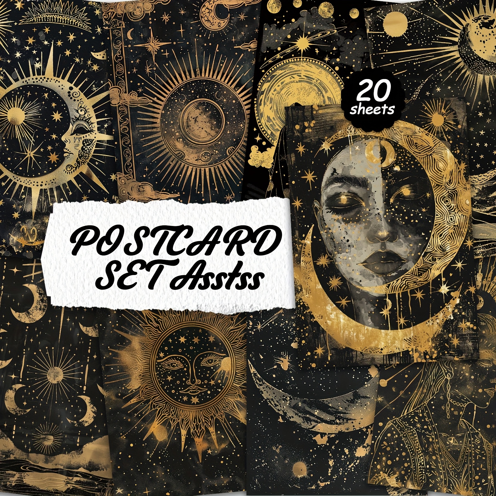 TEMU A Set Of 20 Postcards In Black And For Writing On Cardboard, Smooth Surfaces, English Scrapbooks, Trash Diaries, Crafts, Greeting Cards, Holiday