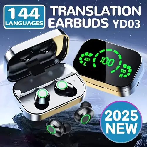 2025 triple screen smart wireless earbuds design wireless charging battery sports gaming