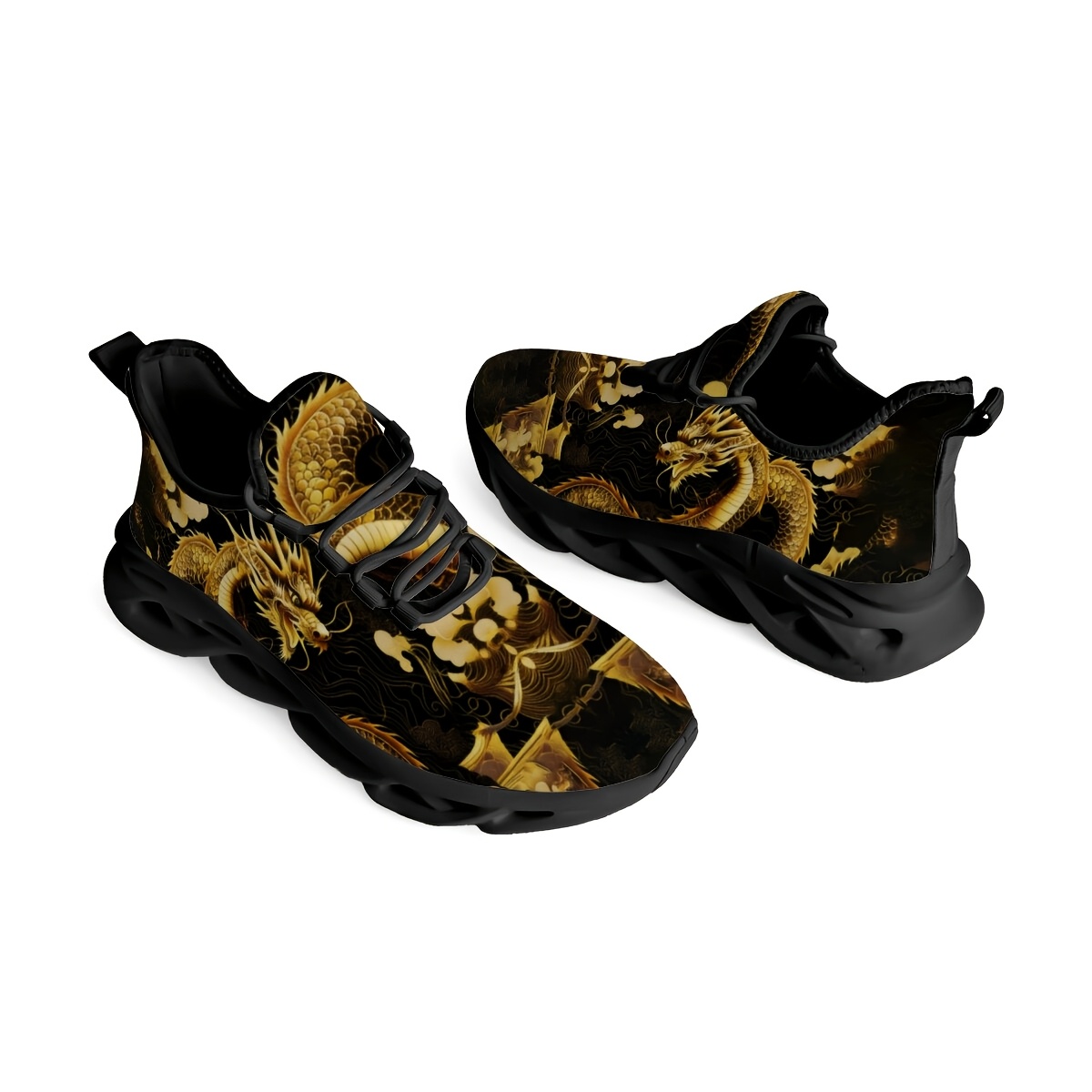 TEMU Men's Print Blade Sneakers, Lightweight Breathable Non-slip White Sole Running Shoes, Stylish Casual Athletic Shoes For Daily And Outdoor Wear