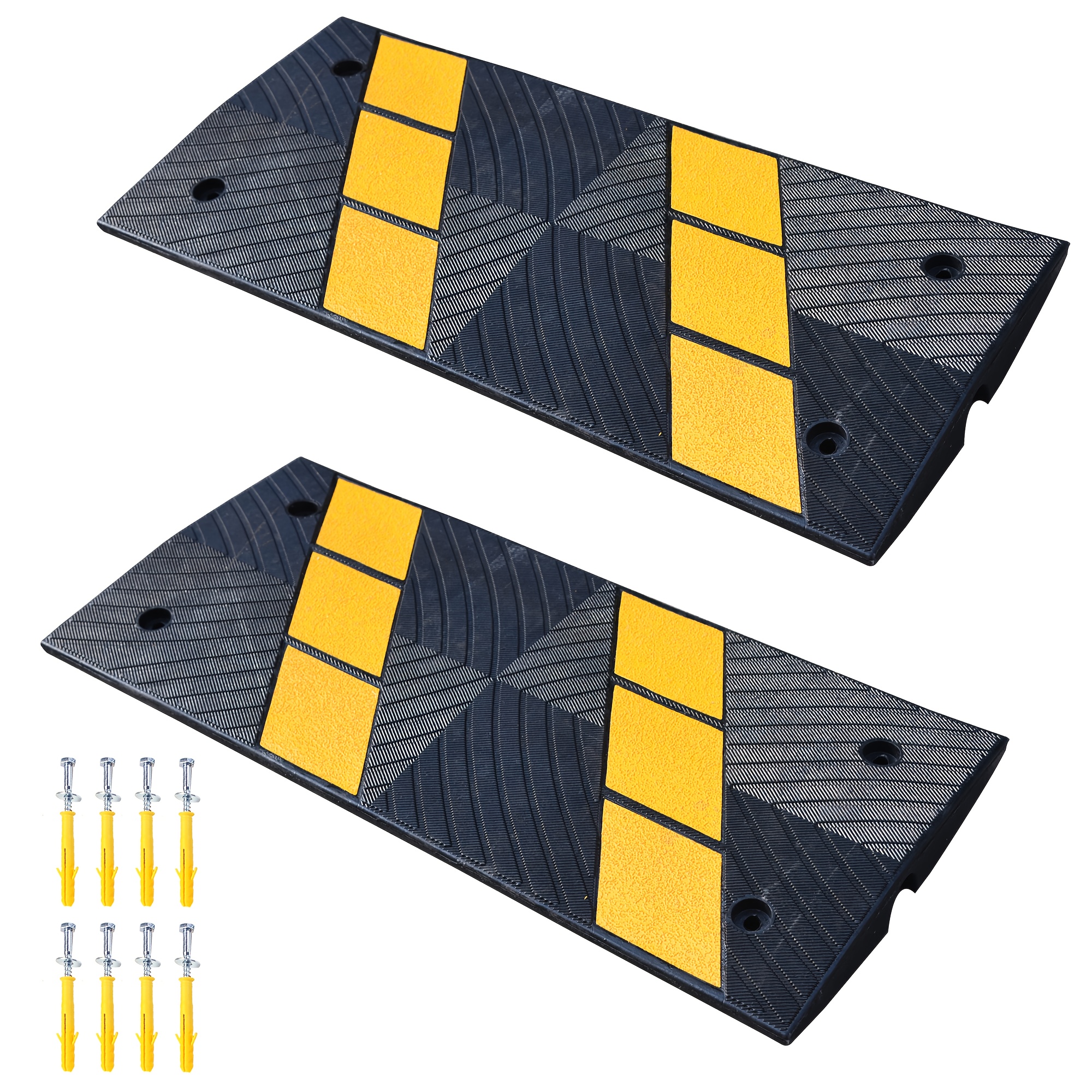 TEMU 2-pack 36" Driveway Curb Ramps - Heavy Duty Rubber Bridge Ramp W/bolts For Car. Truck.scooter, Wheelchair Moblity - For Vehicles & Mobility