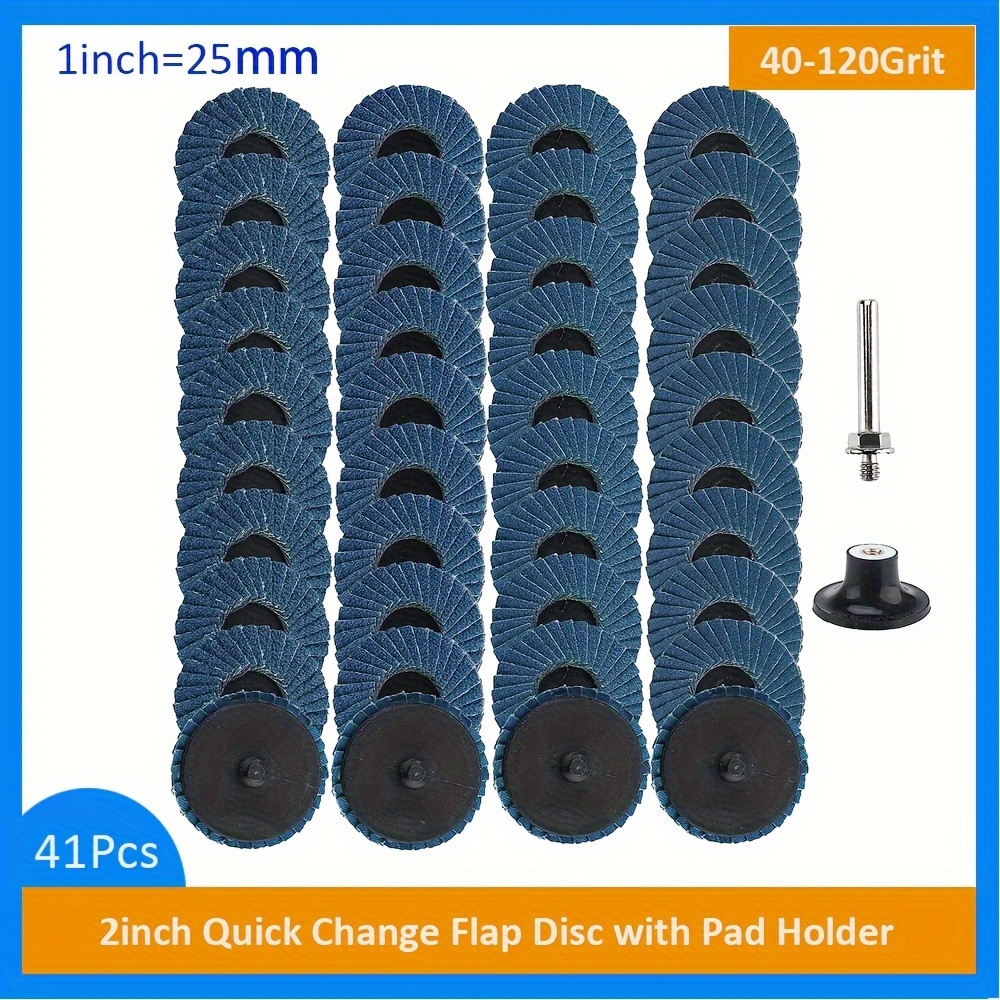 

40 Pcs 2-inch Quick Change Flap Discs With 1/4" Shank, 40-120 Grit, For Angle Grinders - Suitable For Oxidized Zirconia-y Abrasive Discs, Synthetic Rubber Material, And Aluminum Oxide Grits