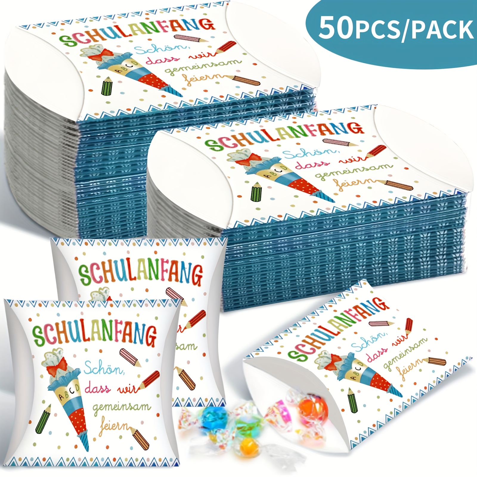 Image of Gift For Her/him 50pcs To School Party Candy Gift Boxes - Theme (pencils, Candies) For Classroom Treats, Party Favors, Festive Decorations