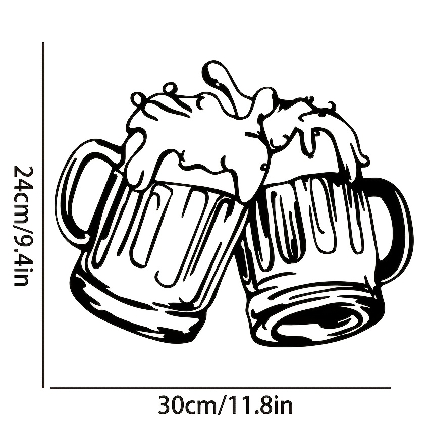 TEMU 1pc Vintage Beer Mug Metal Wall Art - "cheers" Design With Beer Glasses - Rustic Home Bar, For Man Cave & Party Decor - Durable Indoor Hanging,