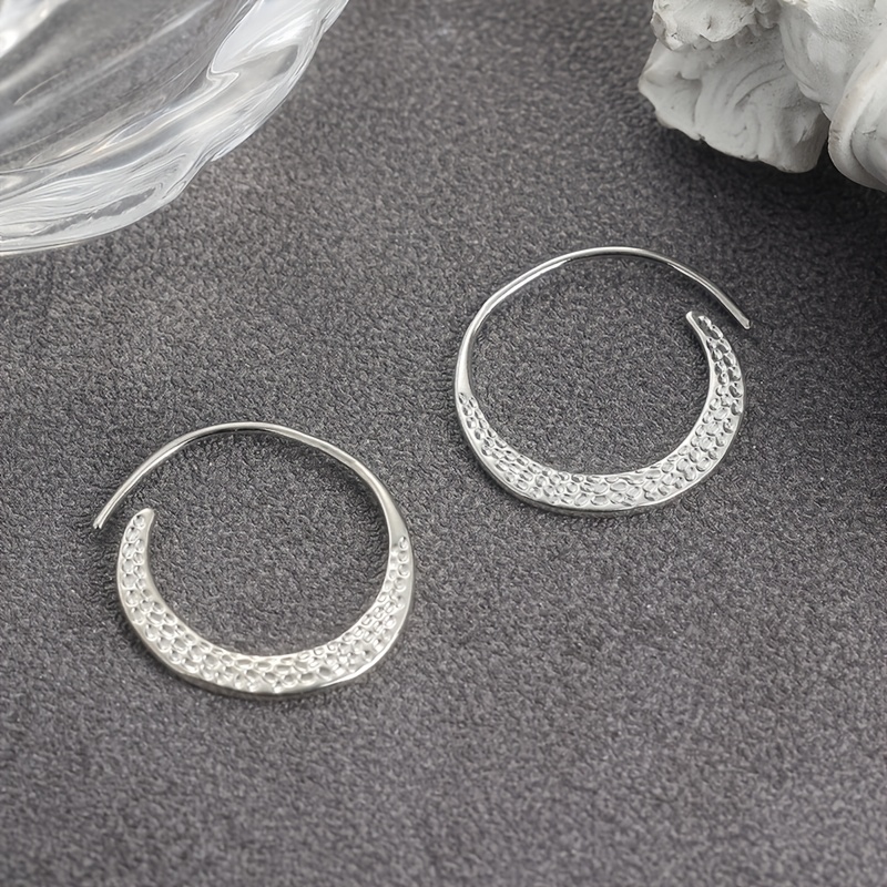 2D Copper Bohemian Half Moon Rings, Handmade Tribal Earrings