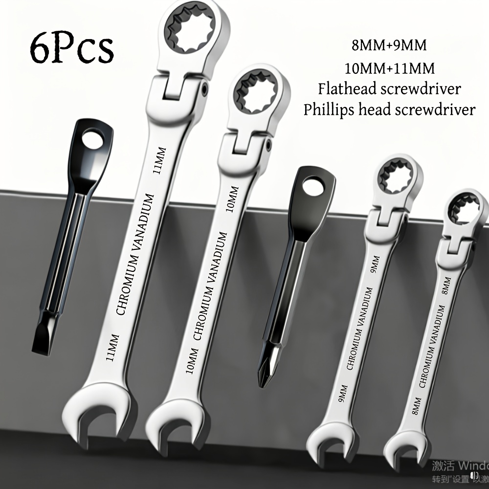 Temu – TEMU 18/6pcs Flex-head Ratcheting Wrench Set, Ratchet Combination Wrench Sets With Organizer Box, 72 Teeth Steel Ratcheting Wrench Set With 180°