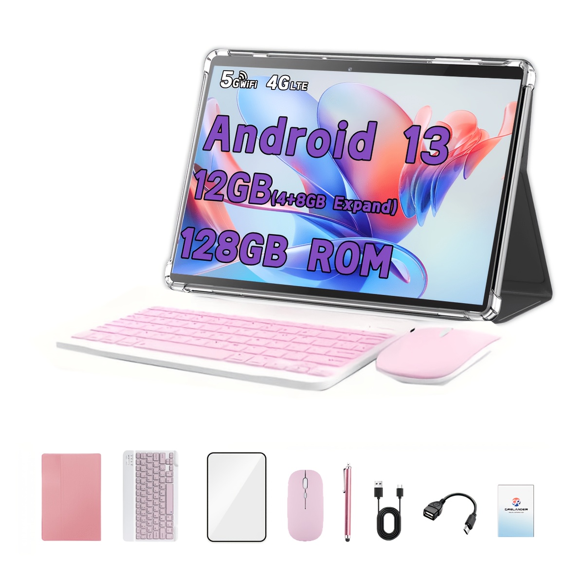 TEMU Crelander Tablet Pc 13 With 10. 1 Inch 1280 * 800 Ips High-definition Display Screen, With Accessories( Keyboard, Mouse, Case, Stylus, Qtg)
