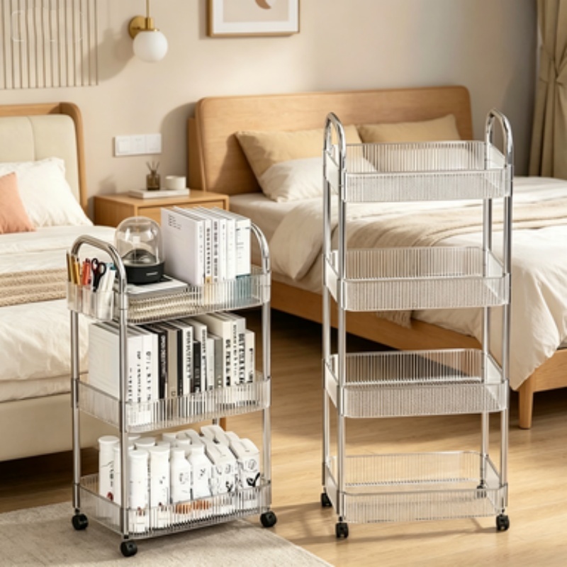 multifunctional movable storage cart acrylic transparent   casters universal for kitchen bathroom bedroom and office Product details 4
