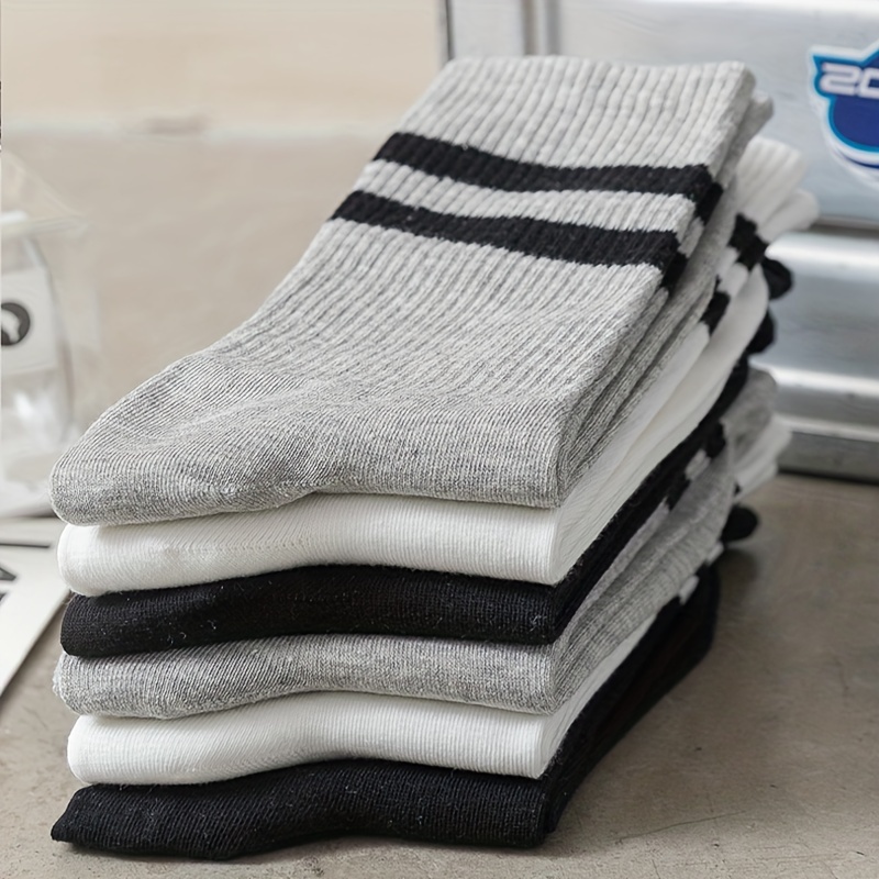 3/6 Pairs of Striped Sports Breathable Women's Socks
