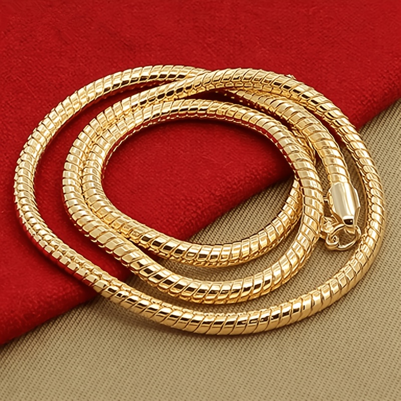 TEMU Collier DIY Créatif et Tendance Chaîne 3 mm Plaqué Or 18K pour Homme et Femme, Cadeau de Bijoux