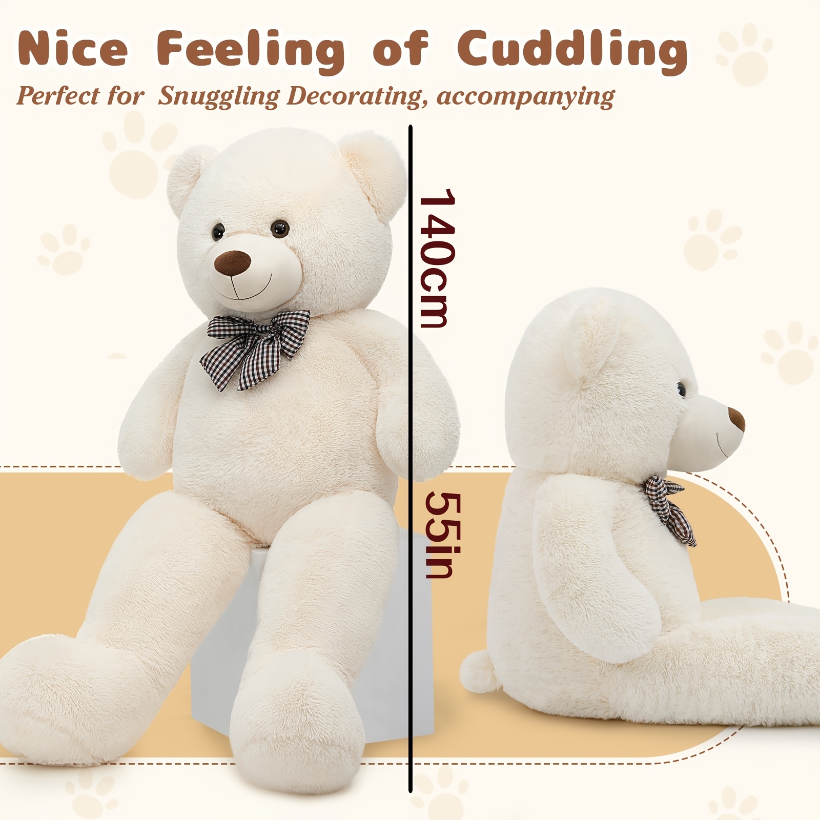 Life Size Jumbo Teddy Bear, 139.7 cm Large Plush Toy