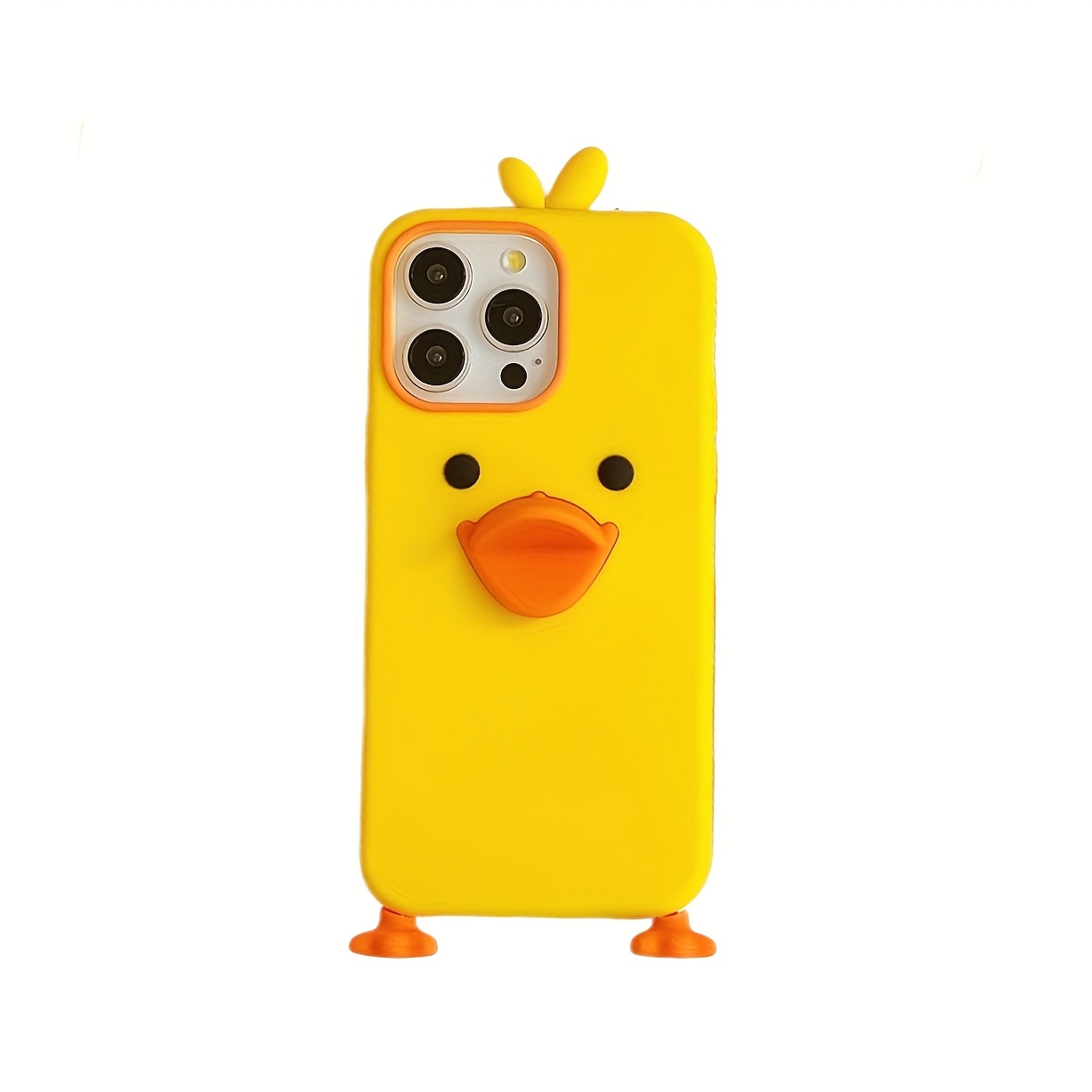 TEMU Phone Case: Original Standing Yellow Duck Thin And High Quality Silicone Case Suitable For Iphone 13/14/15/16 Creative 16promax Protective All