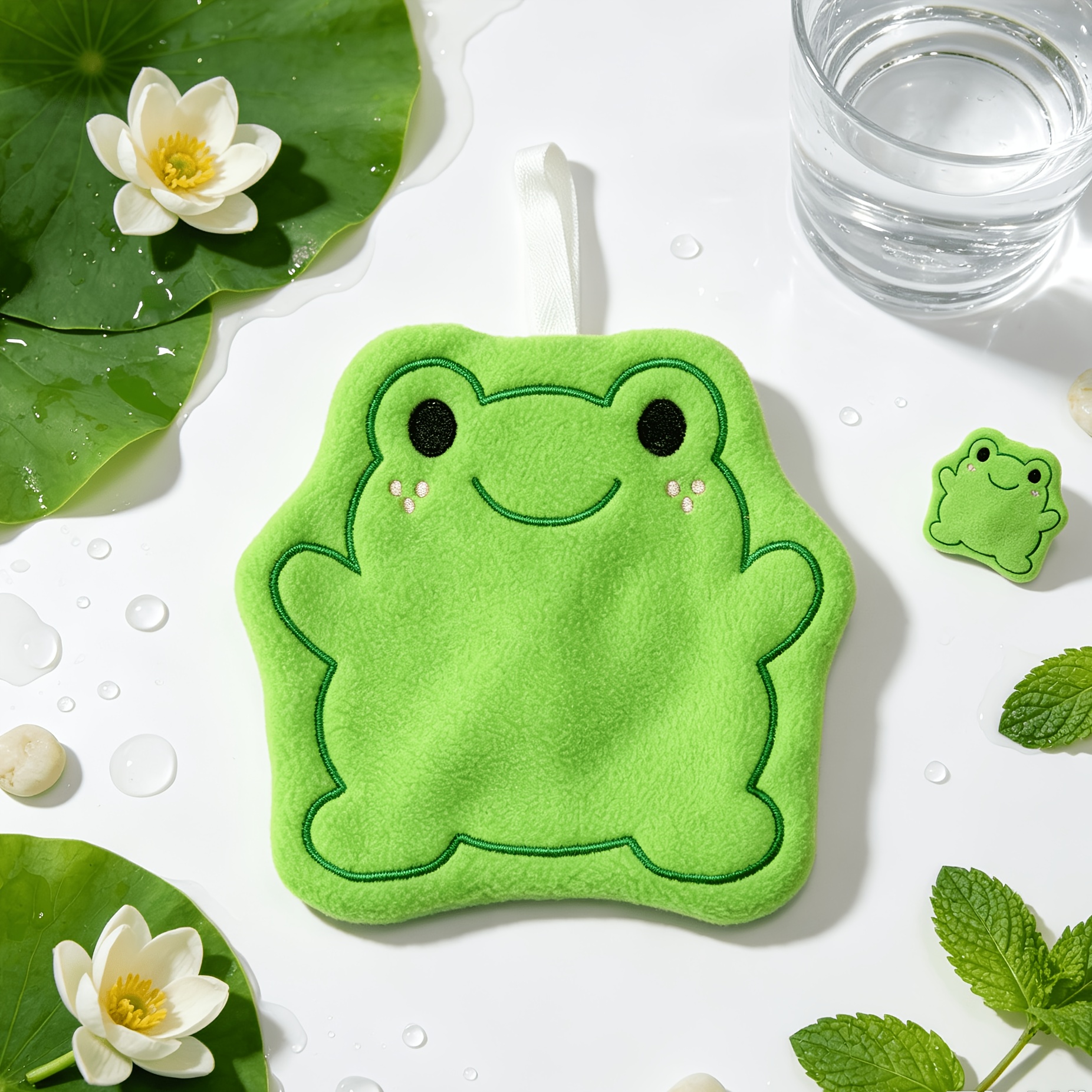 TEMU Cute Frog Hanging Hand Towel, Ultra Absorbent Quick Dry Thick Plush Small Towel For Kitchen, Bathroom, Home Sink Wall