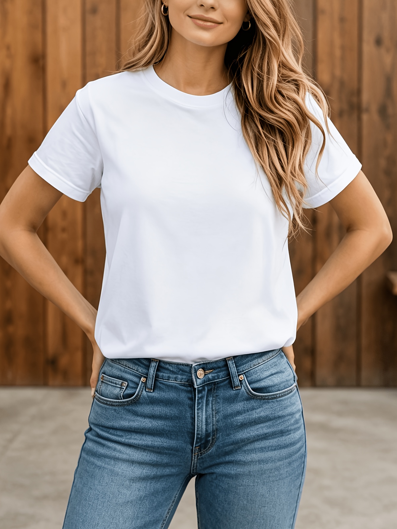 women casual white t shirt   casual attire summer outfit basic top