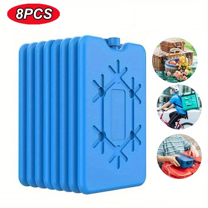 TEMU 8pcs Ultra-thin Reusable Ice Packs - Pe Material, Slim & Space-saving Dry Ice Packs For Coolers, Freezer, And Emergency Cooling - Long-lasting Cold Packs For Outdoor Activities