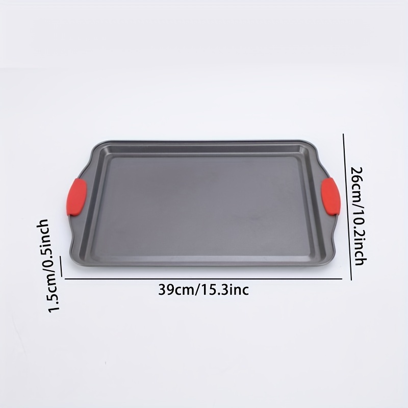Heat-Resistant Baking Tray with Red Handles Heavy-Duty Steel Cookie  Sheet Pan for Baking, Roasting, Broiling Oven Safe, Easy Clean
