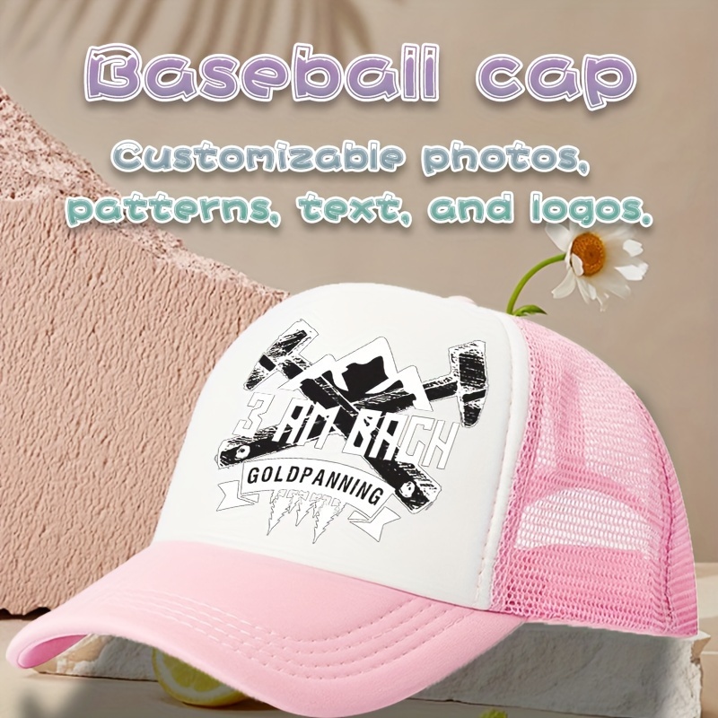 

1pc Retro Personalized Baseball Cap - Customizable With Text, Photo Pattern, Logo - Sports Cap, Groom Custom Hat, Groom Hat, Groom Hat, Wedding Party Hat, Trucker Hat