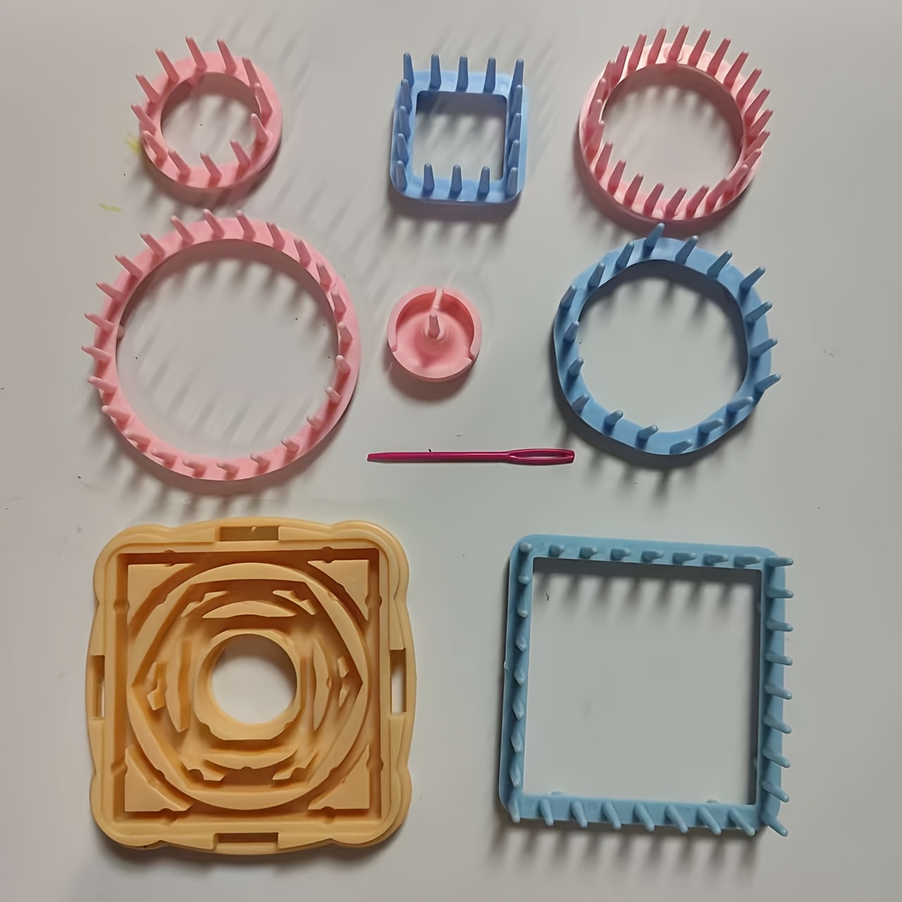 TEMU Set da 9 pezzi per telaio a , motivo a multicolore, kit per lavoro a maglia con filato e per decorazioni per la casa