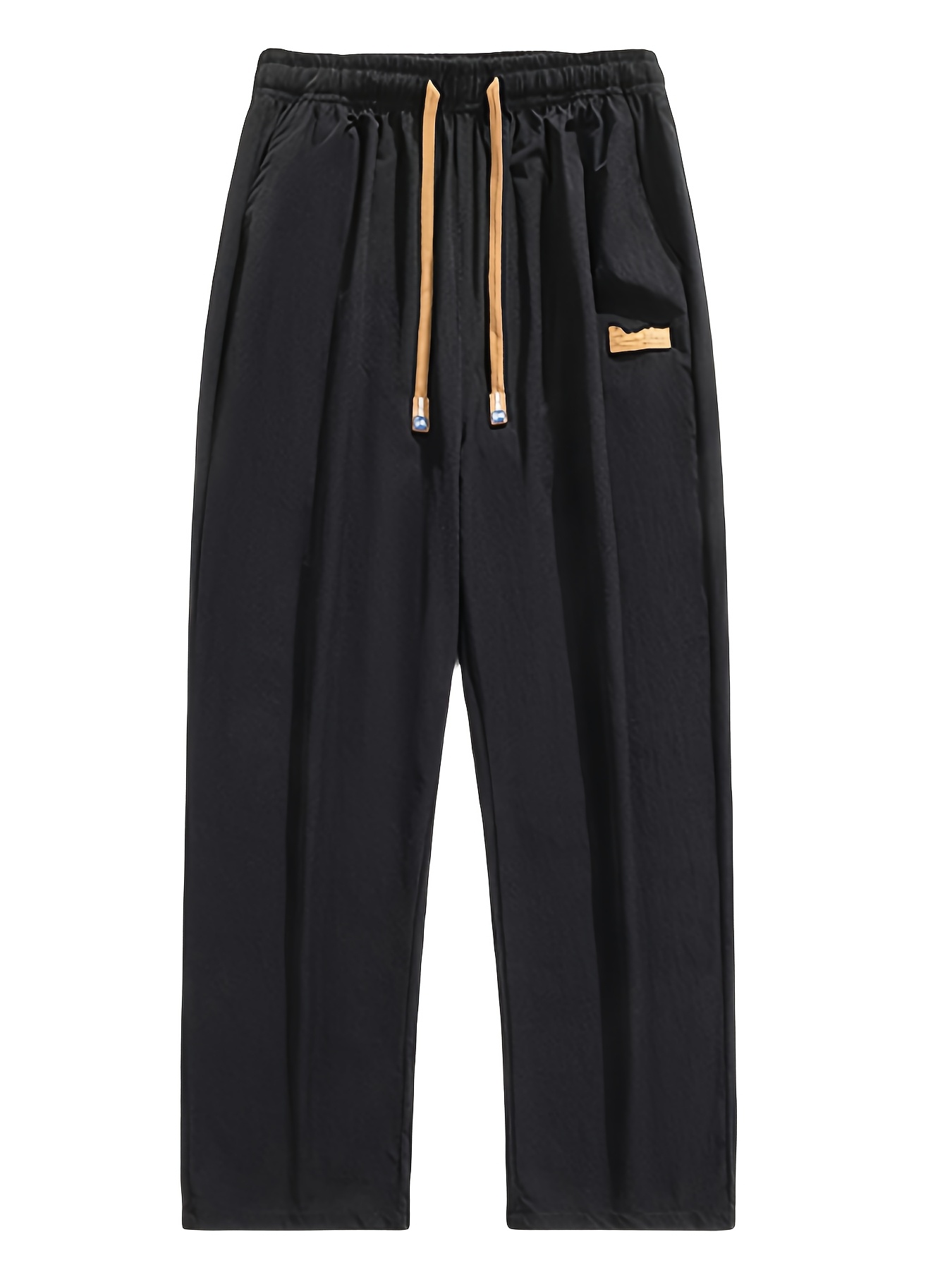 2025 Trendy Men's Spring-Summer Casual Pants, Loose Fit Joggers, Solid Color Sport Trousers, Polyester Long Pants