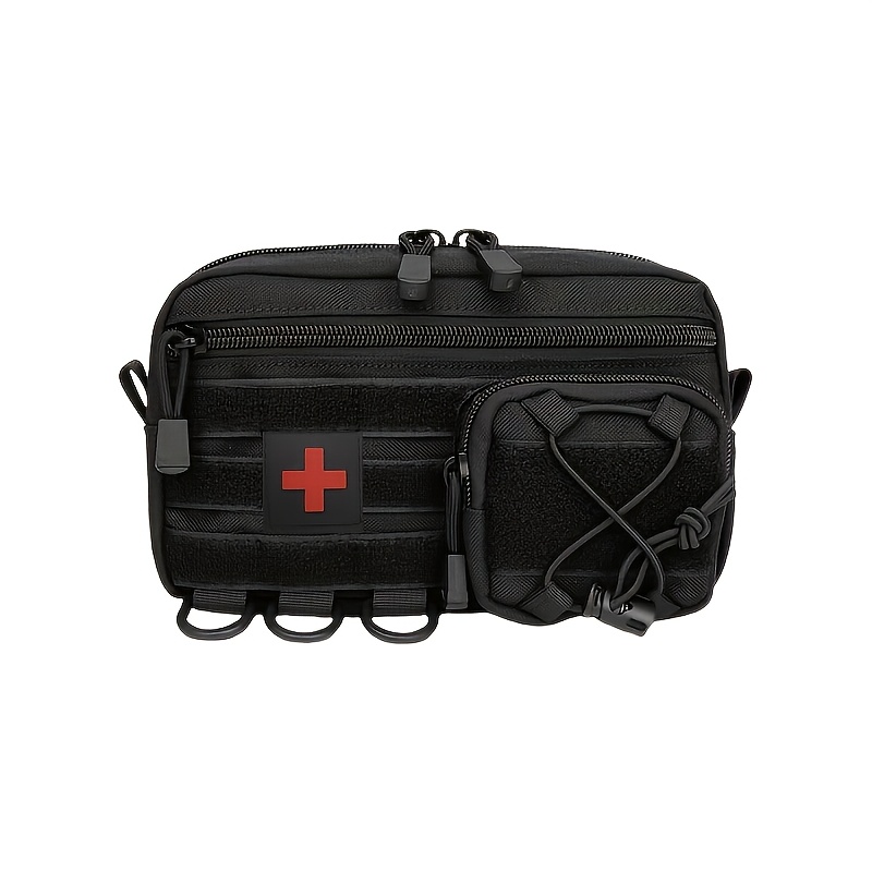 TEMU 600d Portable Tactical Waist Pouch | Empty Bag Only, Multi-pocket Large-capacity Design With Zippered Compartments, Compact Belt-mounted Organizer For Outdoor And Daily Use, Solid Color Nylon