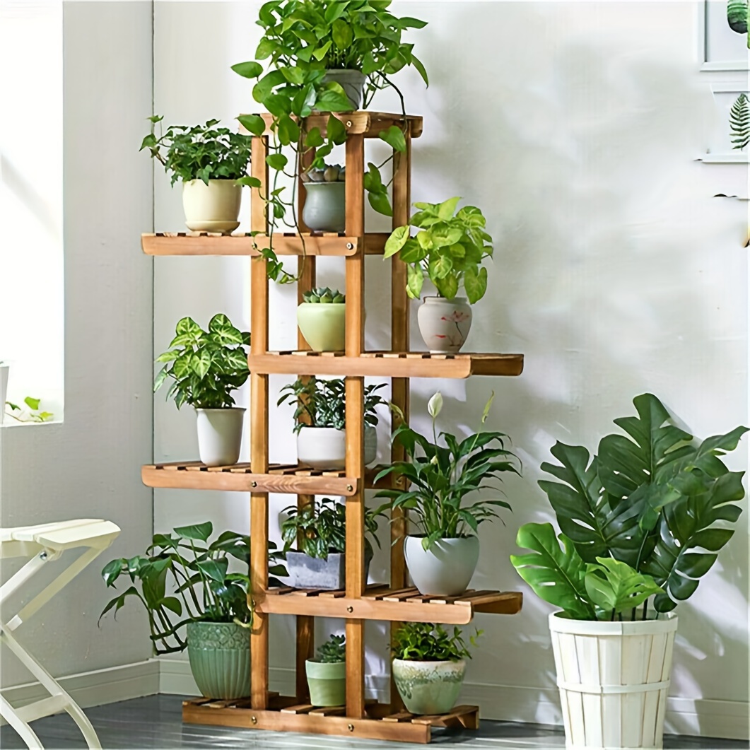 

6 Tier Plant Shelves Flower Shelf, Wooden Plant Stand Indoor Outdoor Plant Rack Stand Balcony Plant Display Stand