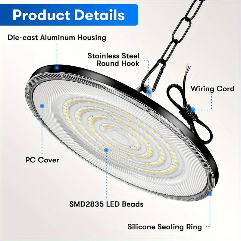 10 Pack 200W UFO LED High Bay Light - 24000lm, 6000K Cold White, IP65 For Warehouse Gym Shop