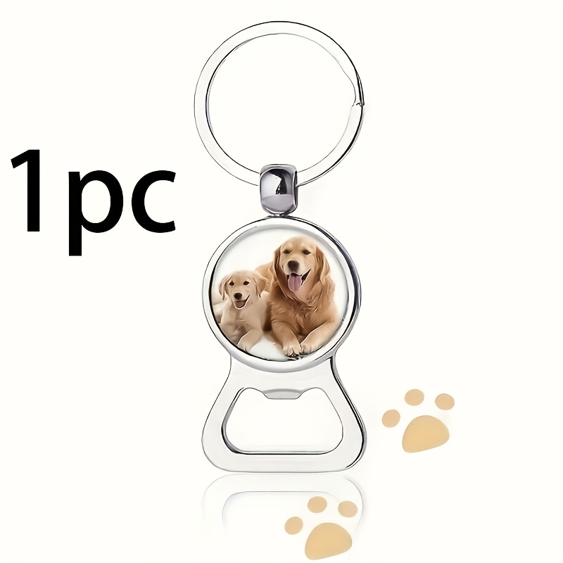 TEMU [Personnalisé] 1 pièce Porte-clés décapsuleur personnalisable avec photo et pendentif en verre à une face – Cadeau unique pour les fêtes, les