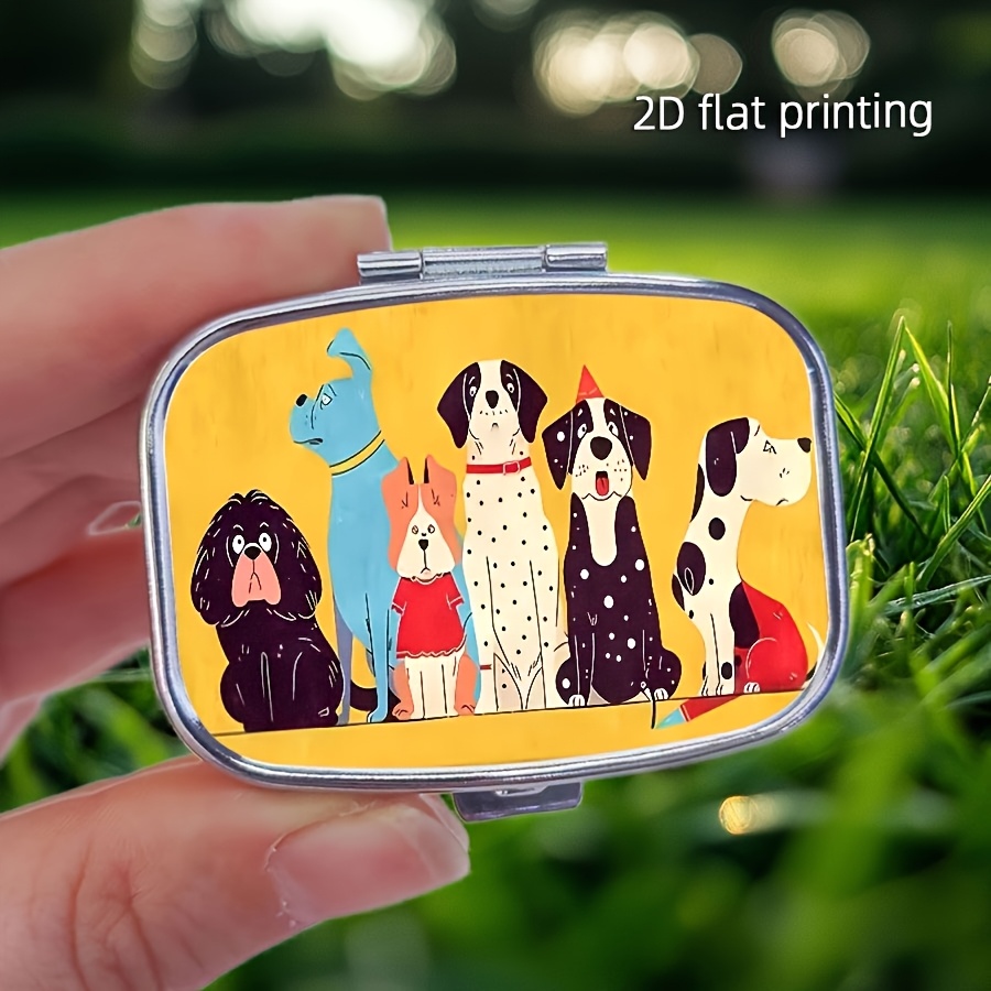 1pc Cute Dog Pill Box, 2 Compartment Portable Pill Box, For Pocket, Purse, Travel, Unique Gift