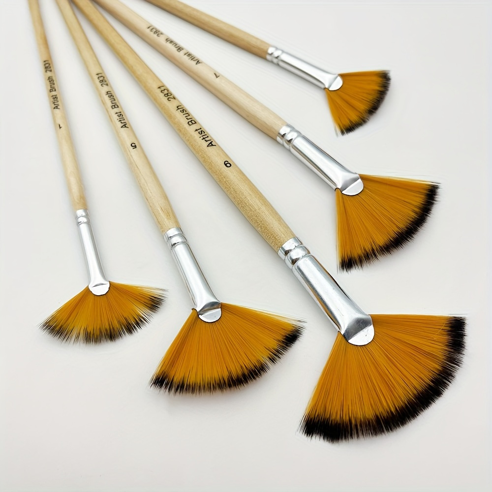 

Fan Set, 5pcs - -shedding Hairs, Wooden For , , Oil & Gouache Painting