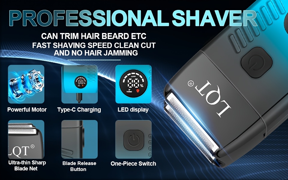 LQT 3-delige Elektrische Professionele Heren Tondeuse, Draadloze Scheerapparaat en Trimmer Set, Multifunctionele Verzorgingstool voor Trimmen, Vormgeven en Groomen, Geschikt voor Thuisgebruik, Reizen, of als Cadeau voor Vriend of Vader